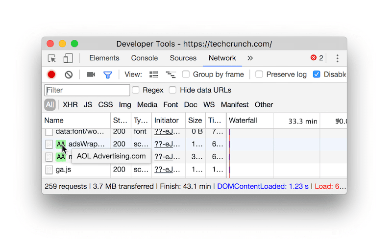 Identifying the external scripts that slow down my site — Source: Chrome DevTools

